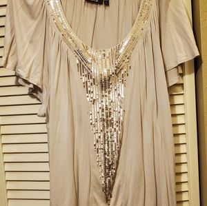 Light Tan Short Sleeve Cotton Blouse